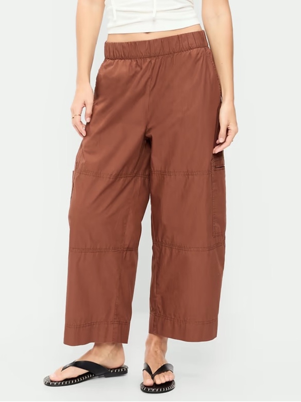 NEW! Old Navy Mid-Rise Cropped Barrel-Leg Utility Pants - Large Tall 🚏